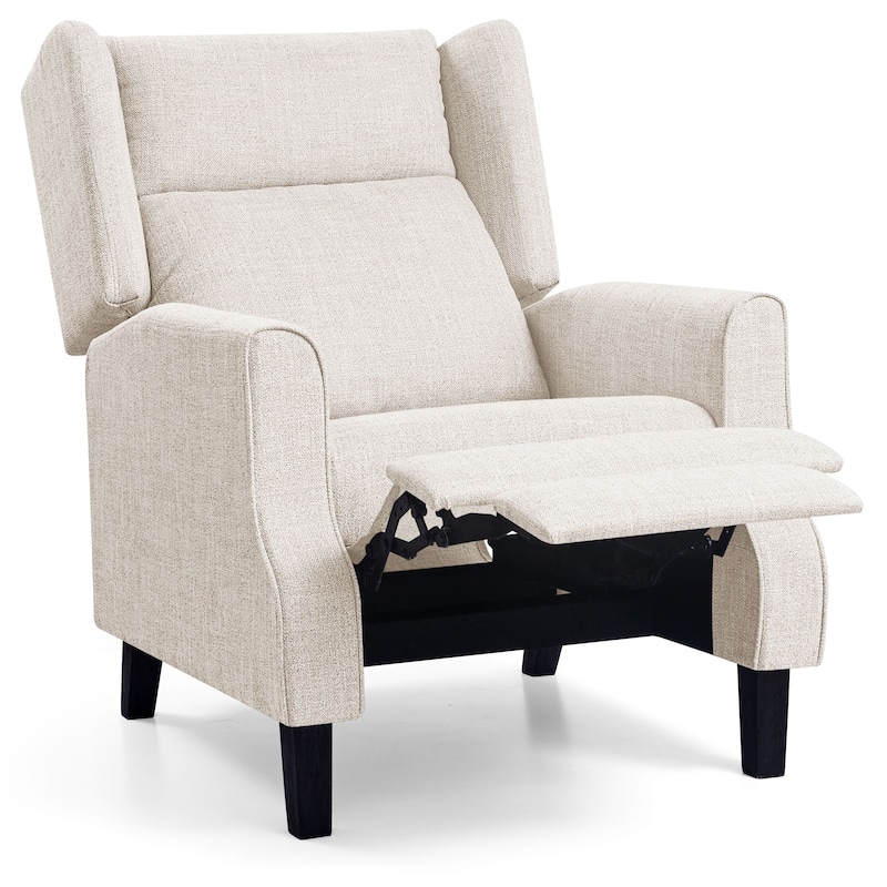 Subrtex Upholstered Classic Manual Wingback Recliner with Spindle Legs