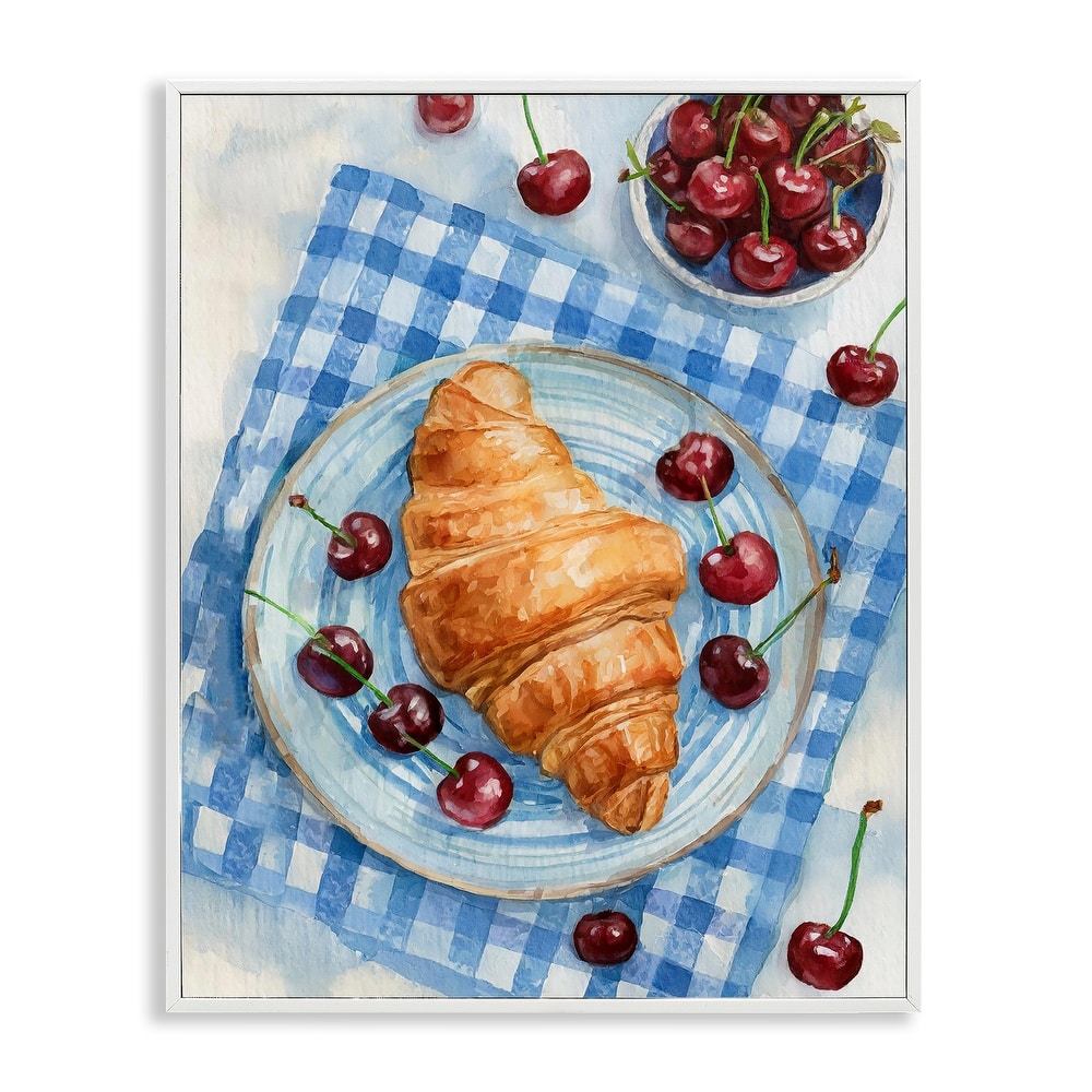 Stupell Cherries & Croissant Breakfast Framed Giclee Art Design By Lil' Rue