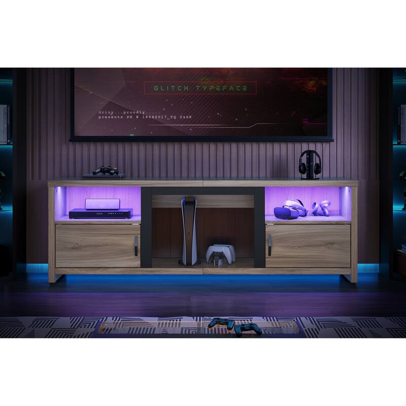 70" TV Stand Modern Entertaintment Center TV Console for 75" TVs with LED Lights - 71 inches