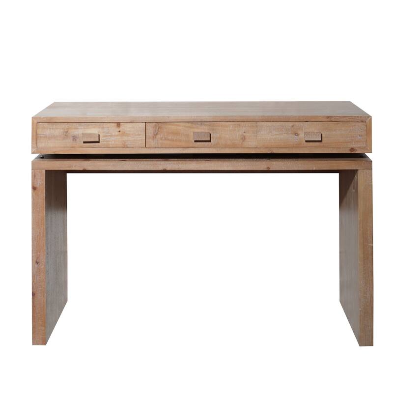 Rustic Wooden Console Table with 3 Drawers