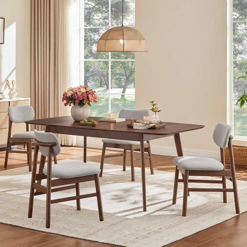 Spruce & Spring Extendable Dining Table Set with Upholstered Dining Chairs