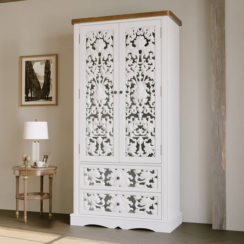 Vintage Carved White Storage Cabinet Accent Cabinet Bookshelves Curio Cabinet