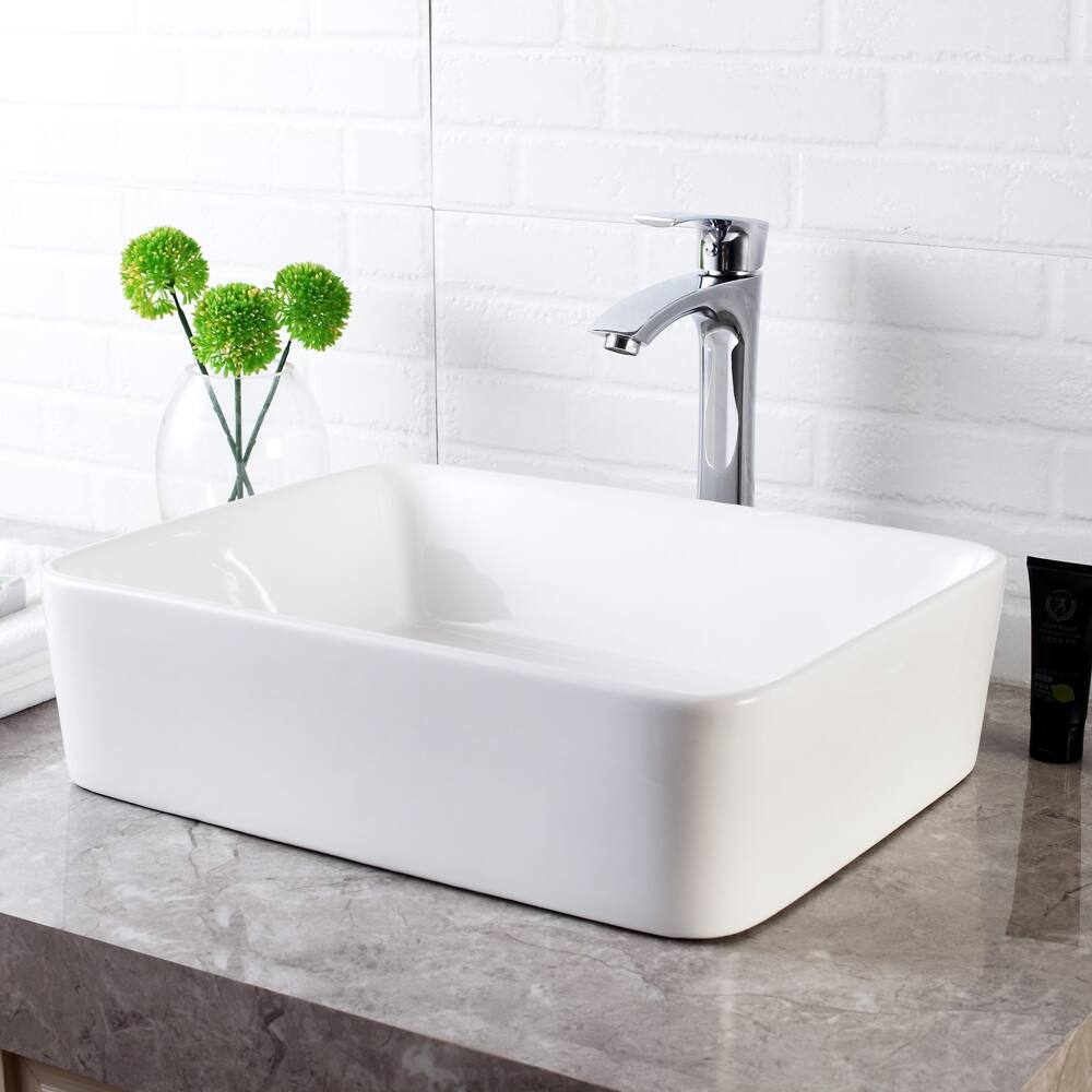 19"x15" Rectangle Bathroom Sink and Faucet Combo - Overstock - 33545319