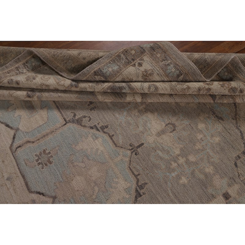 Vegetable Dye Oushak Turkish Rug Handmade Transitional Wool Carpet - 9'11"x 13'10"