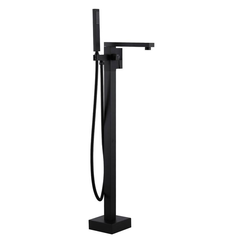 WOWOW Single-Handle Freestanding Tub Faucet with Handheld Shower - Matte Black