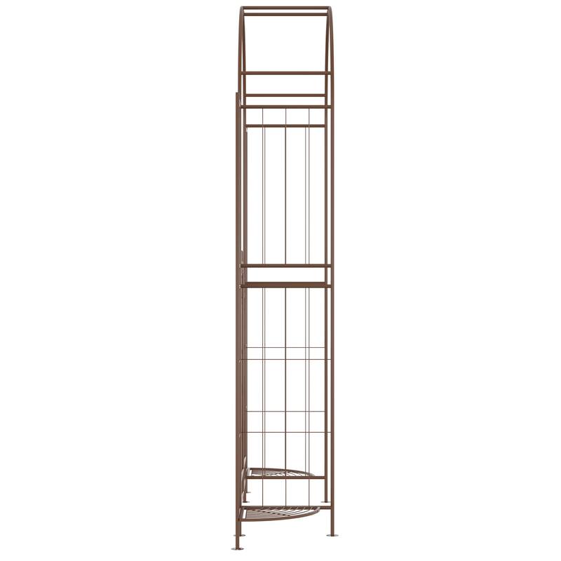 Outsunny 7' Metal Garden Arbor, Garden Arch with Gate, Fleur De Lis Motif, Latching Doors