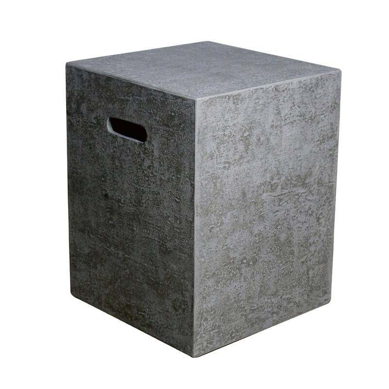 Elementi Square Propane Tank Cover Hideaway Table - Light Grey, 15.7 x 15.7 x 20 Inches - 15.7 x 15.7 x 20