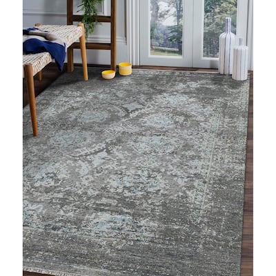 Nuit Arabe Teri Transitional Bordered Hand-Knotted Area Rug