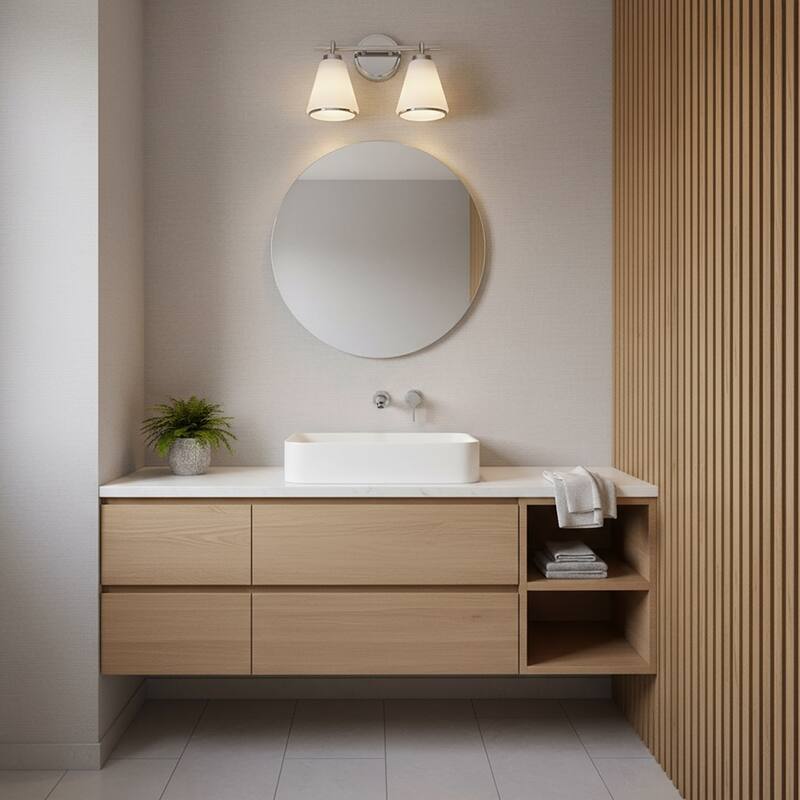 Artcraft Zoey - Bathroom Vanity - Polished Nickel Finish - Glossy White Glass Shade