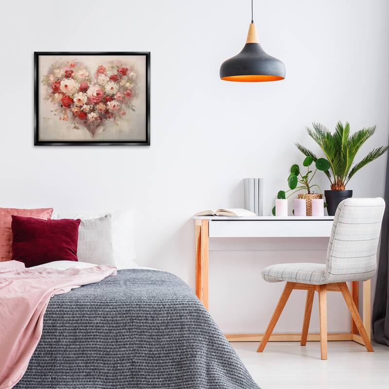 Stupell Valentine Roses Heart Framed Floater Canvas Wall Art Design By Arlington Prints