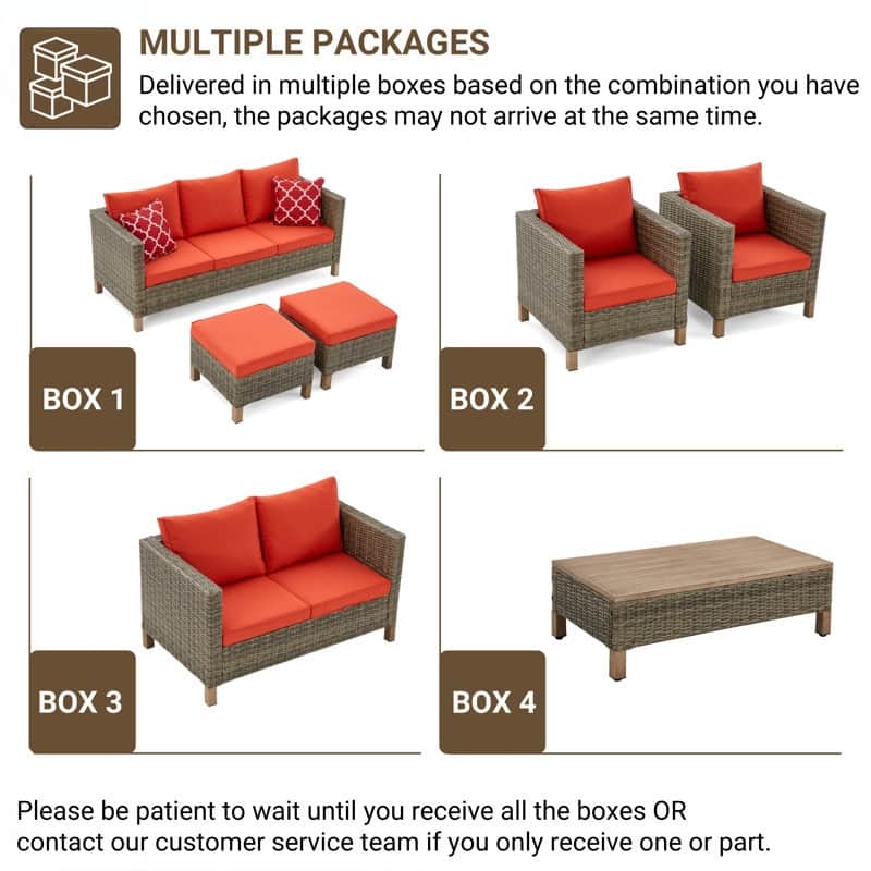 5-Piece Outdoor Wicker Patio Conversation Set