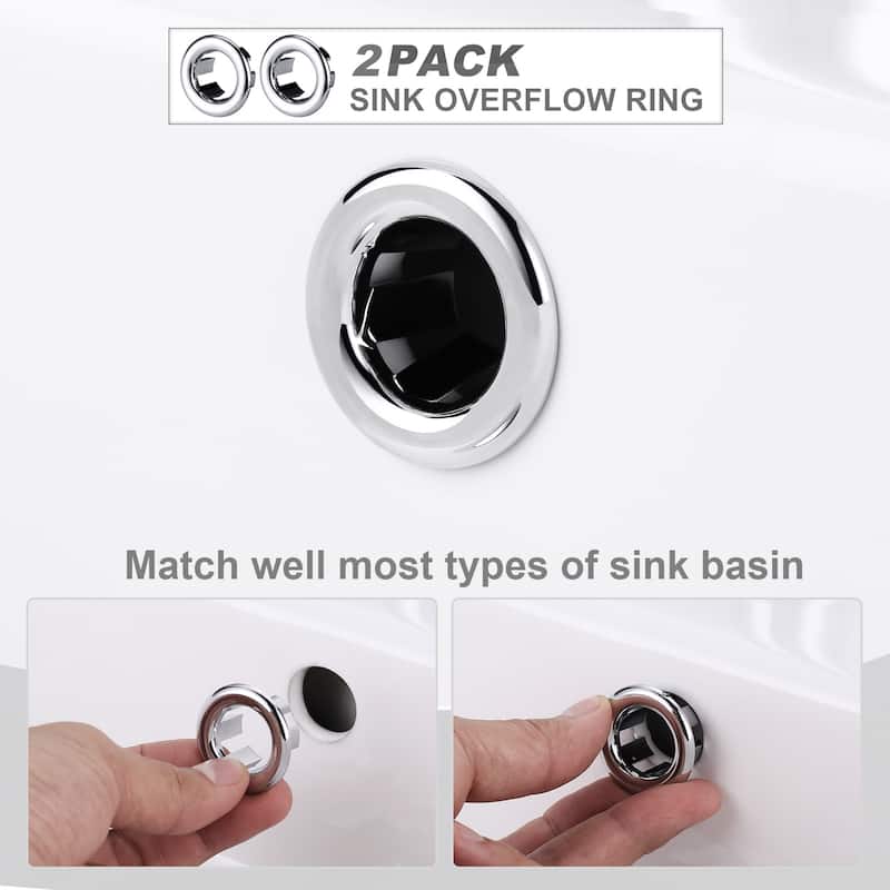 WOWOW 1.2 in. Sink Basin Trim Overflow Cover (2-Pack)