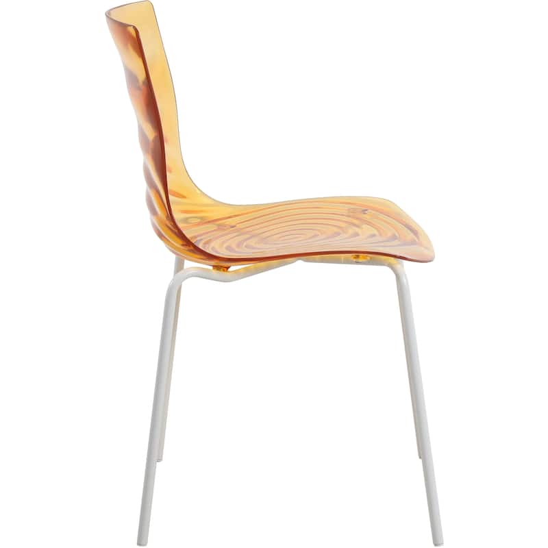 Ergonomic Dinning Chair Ripple Design in White Base Seat Set of 4