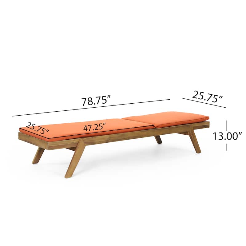 Caily Outdoor Acacia Wood Outdoor Chaise Lounge with Cushions by Christopher Knight Home