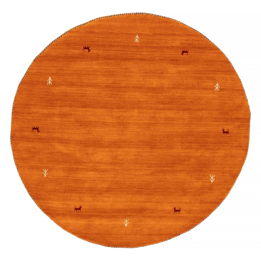 Kashkuli Gabbeh Orange Rug 4'10" x 4'10" - 4'10 x 4'10