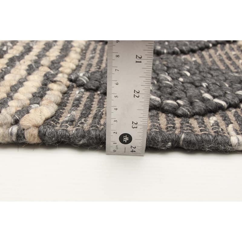ECARPETGALLERY Braid weave Sienna Dark Grey Wool Rug - 5'0 x 6'10