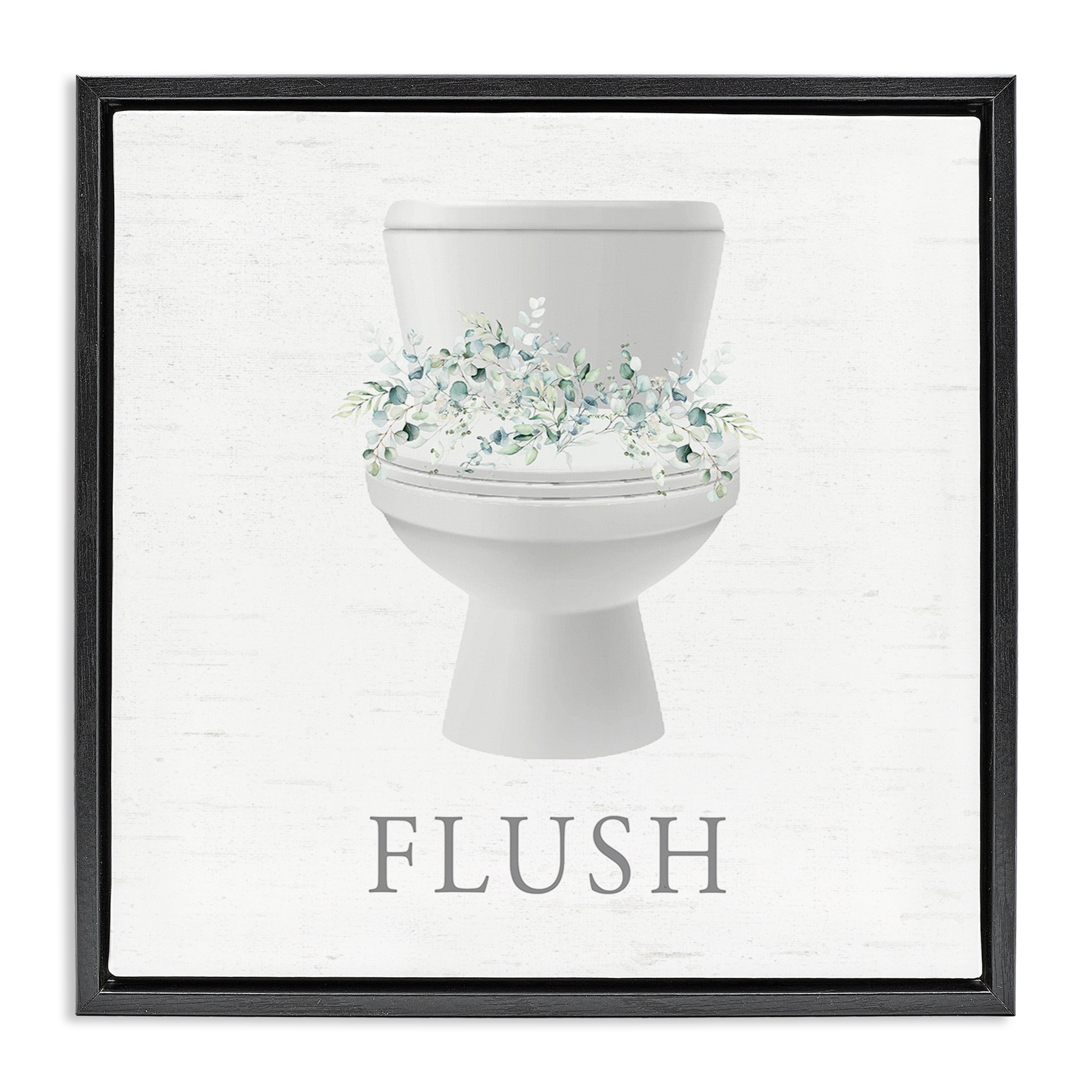 Stupell Toilet & Fresh Botanicals Framed Floater Canvas Wall Art Design By Lettered and Lined