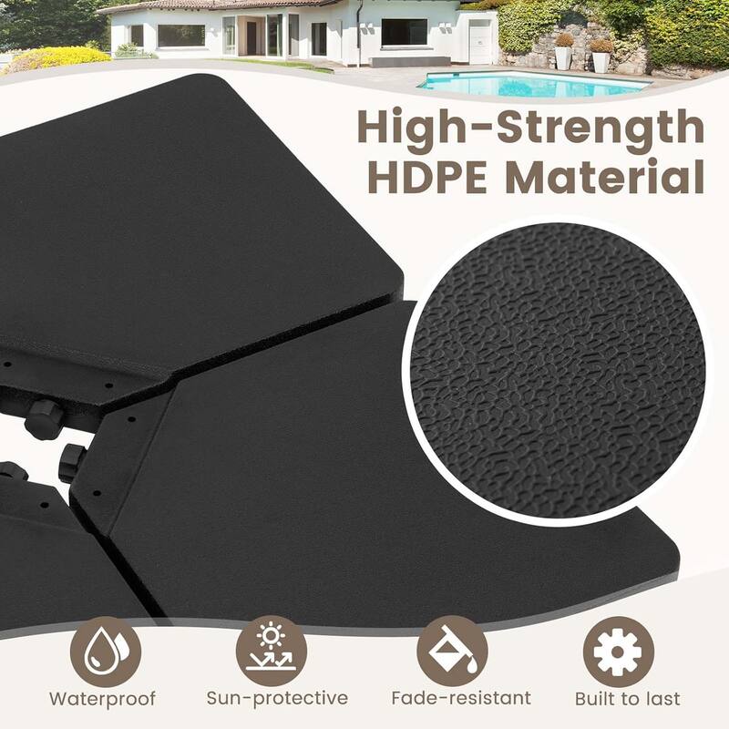 4-Piece Cantilever Stand 225 lbs Fillable Patio Offset Umbrella Base