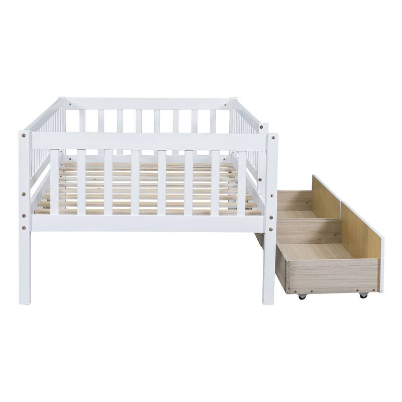 Twin Size Daybed Wood Bed with Two Drawers, White