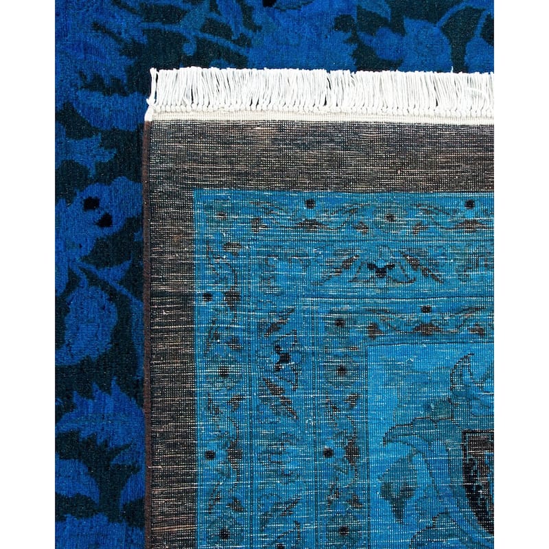 Overton Handknotted Wool Vintage Inspired Contemporary Overdyed Black Area Rug - 14' 10" x 12' 1"