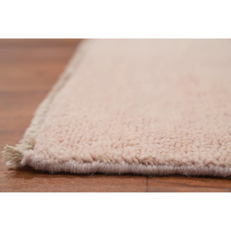 Hand Knotted Oriental 100% Wool Carpet Modern Solid Pink Gabbeh Runner Rug - 8' 0'' X 2' 7''