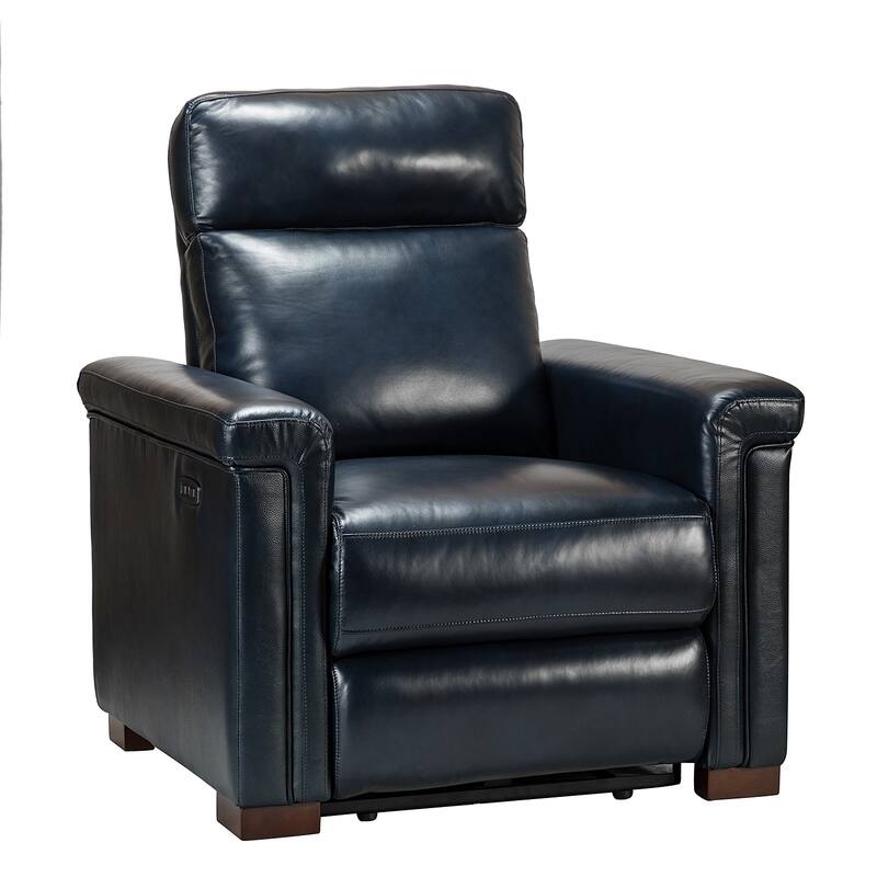 Alicia 34.65" Wide Contemporary Classic Genuine Leather Power Recliner With USB Port, Set of 2