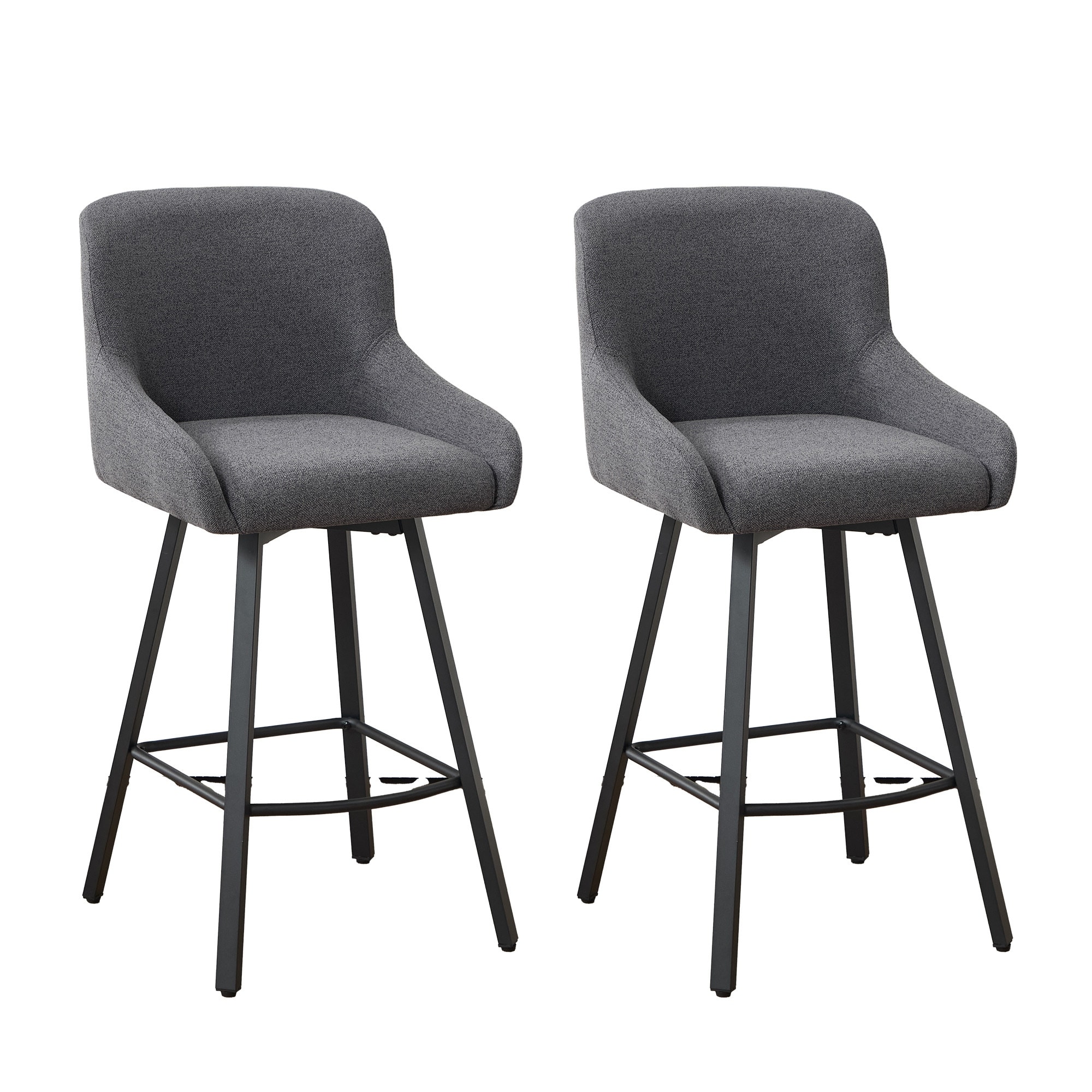 HOMYKA Swivel Bar Stools Set of 2, 26" Modern Counter Height Barstools with Back and Metal Legs - N/A