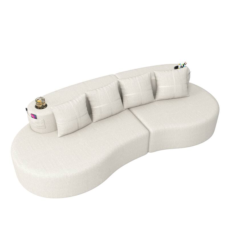 Modern Curved Sectional 3 Seat Minimalist Elegant Half Moon Sofa Compressed Modular Sectional Sofa for Living Room, Office