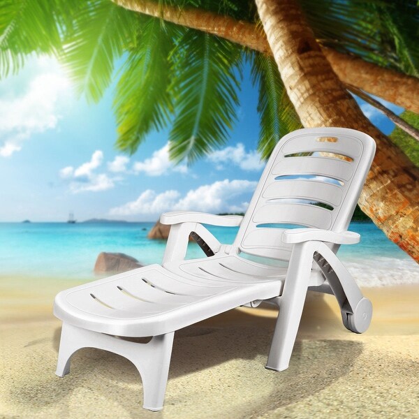 Shop Costway Adjustable Folding Patio Chaise Deck Chair ...