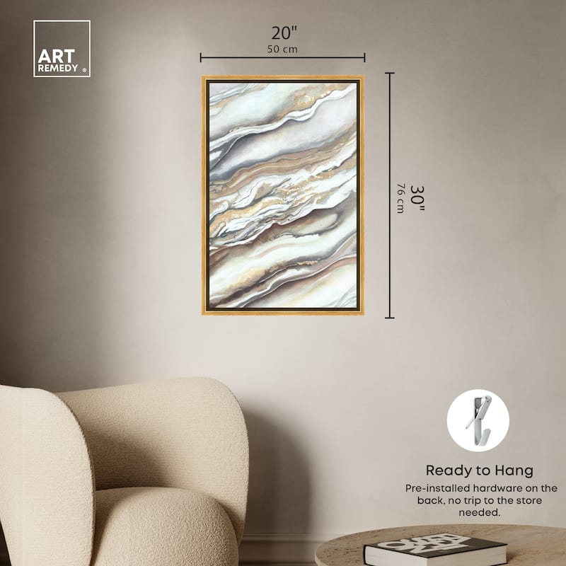 Art Remedy Neutral Lines I Framed Boho Abstract 1 Piece Canvas Wall Art