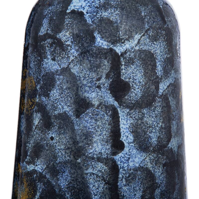 D6.7x10.2" Blue and Gold Decorative Glass Flower Vase