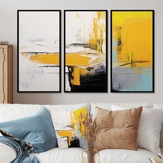 Designart - Veil of Mustard Yellow - Abstract Painting Wall Art Set Of ...