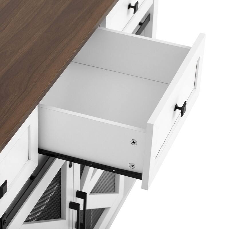 Farmhouse 55" Sideboard with 2 Sliding Barn Doors and 3 Drawers for Stylish Home Storage Solution