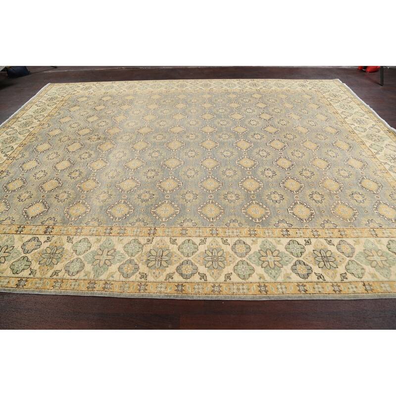 Geometric Khotan Oriental Area Rug Wool Hand-knotted Living Room Carpet - 9'0" x 11'6"