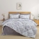 preview thumbnail 1 of 9, All Season Floral Printed Reversible 7-Piece Bed in a Bag With Sheet Set White - King