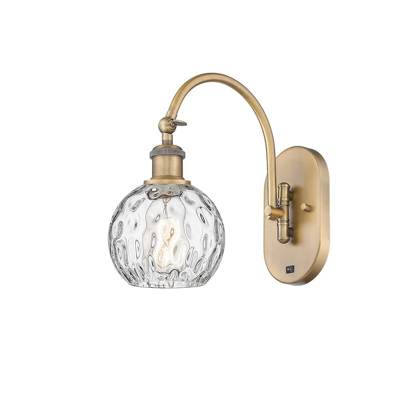 Innovations Lighting Ballston Athens Water Glass 6" - 1 Light 6" Sconce - Arm Swivels Side To Side - Clear Water Glass/Brushed Brass