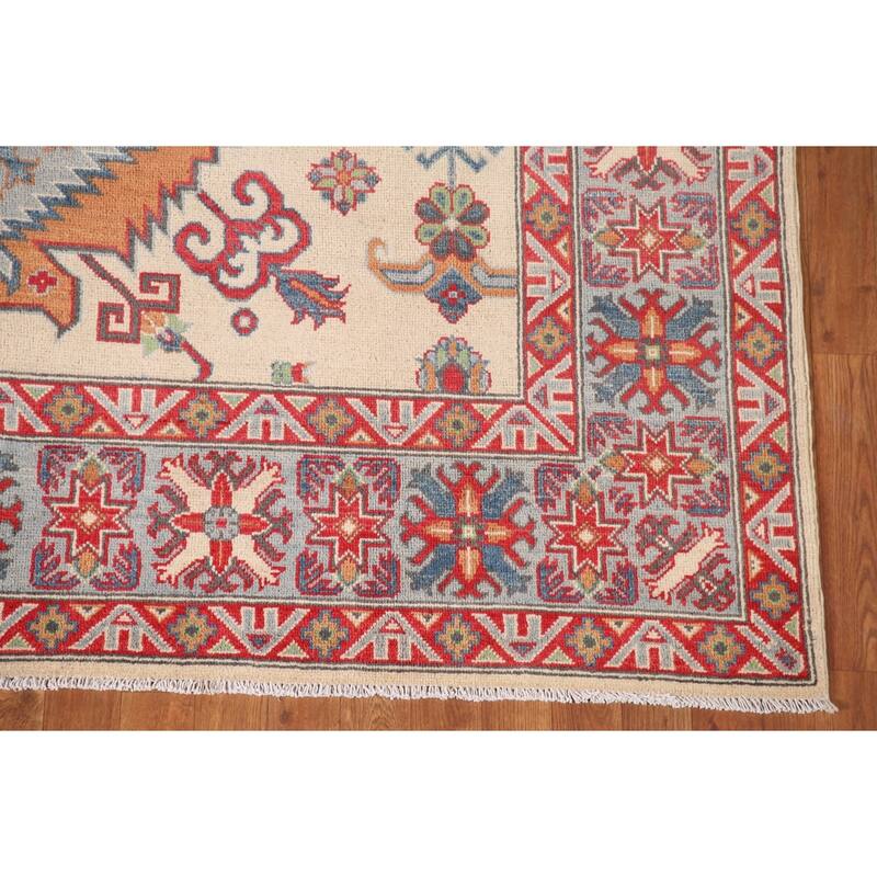 Kazak Living Room Area Rug Hand-Knotted Wool Carpet - 6'9" x 10'1"
