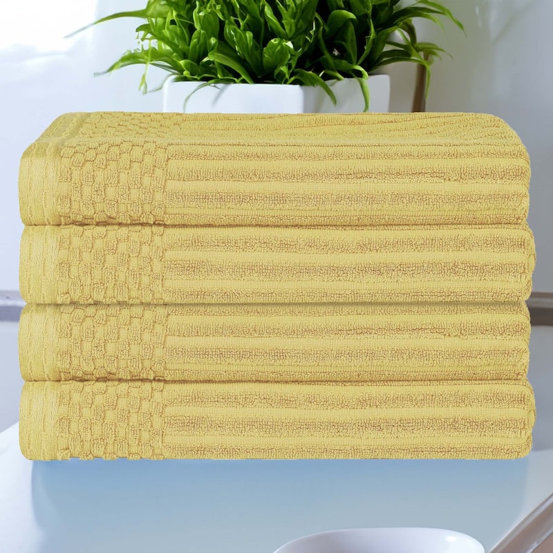 Superior Soho Ribbed Cotton Bath Towel Set of 4 - Yellow Gold