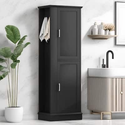 Freestanding Storage Cabinet with Hook and Adjustable Shelf