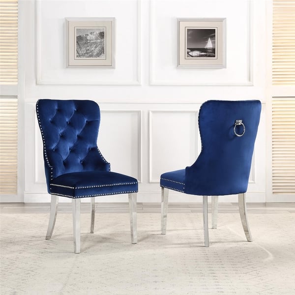 slide 2 of 18, Clihome Velvet Tufted Upholstered Dining Chairs (Set of 2) Blue