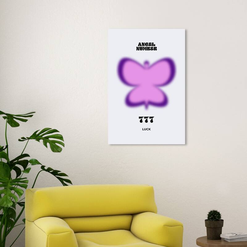 Wynwood Studio Canvas Spiritual and Religious Angel Number Luck Purple and Bohemian & Eclectic Wall Art Canvas Print - 30 x 20