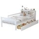 preview thumbnail 3 of 14, Twin Size Platform Bed with Headboard Storage Rack, 2 Drawers, 3-Side Guardrails