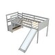 preview thumbnail 8 of 7, Gray Twin Size Solid Wood Low Loft Bed with Stairs and Slide
