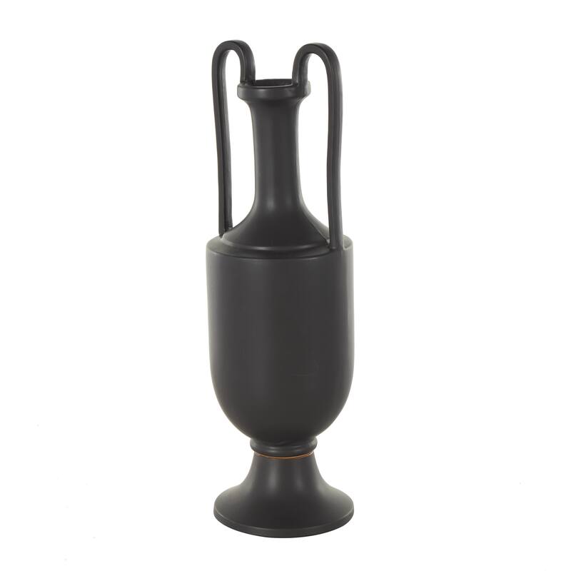 Ceramic Fluted Urn Shaped Vase with Arch Handles - Black or White - Roche River Decor