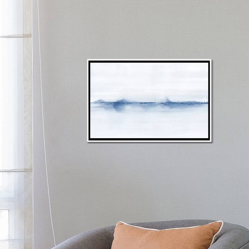 iCanvas "Watercolor Landscape V - Shades Of Blue" by Nouveau Prints Framed Canvas Print