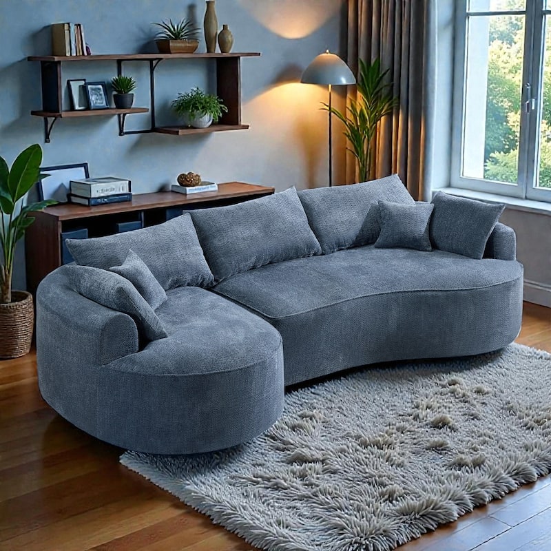 124.5 Inch Oversized Cloud Sofa, Modern Boneless Chenille Couch with Pillows, No Assembly Sofa for Living Room