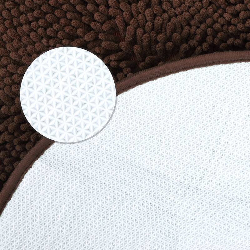 Oval Plush Bath Mat, Soft Non Slip Absorbent Rug, Rubber Backing Quick Dry Rugs for Shower Floor, Bathroom Decor