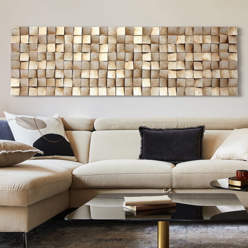"Textured 2" Hand Painted Rugged Blocks with Gold Leaf Wall Art Sculpture