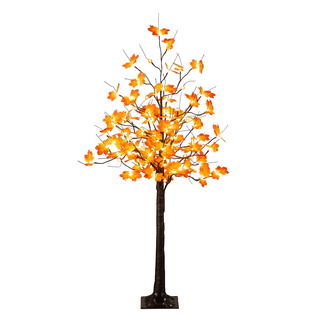 5-ft Pre-Lit Minimalist Autumn Maple Artificial Fall Tree - Green