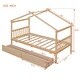 preview thumbnail 3 of 7, Twin Size Wooden Creativity House Bed Kids Bed with Drawers, Natural